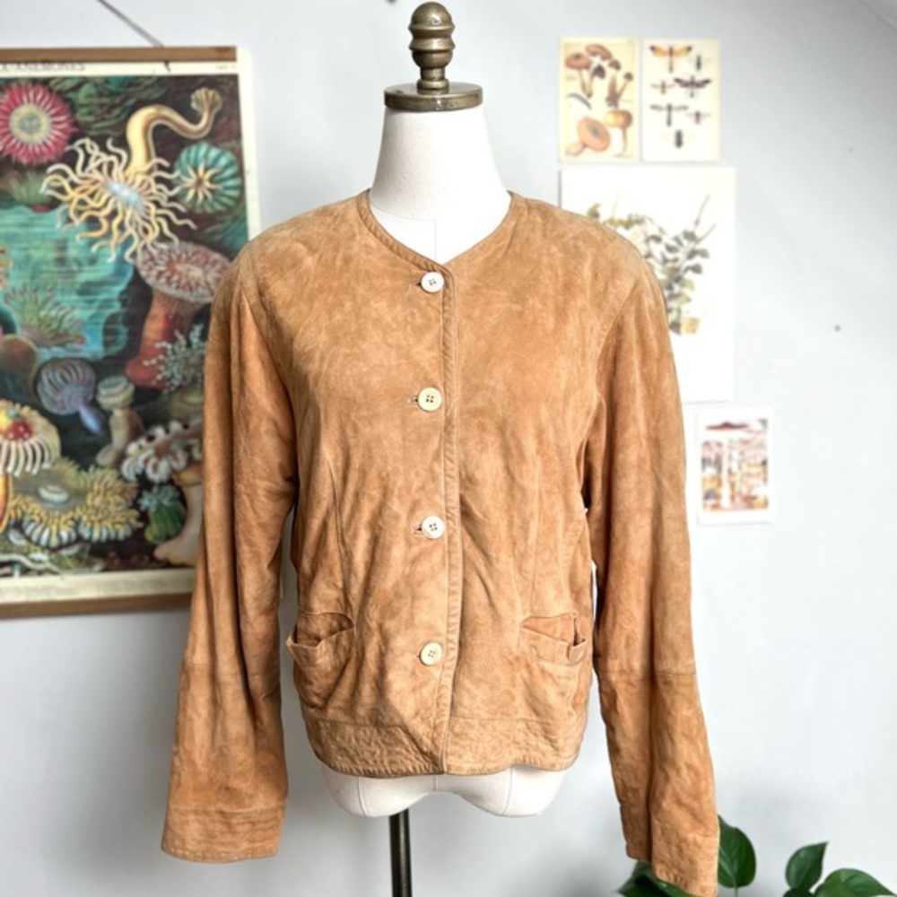 1980s Suede Etienne Aigner Vintage Tan Jacket size 10